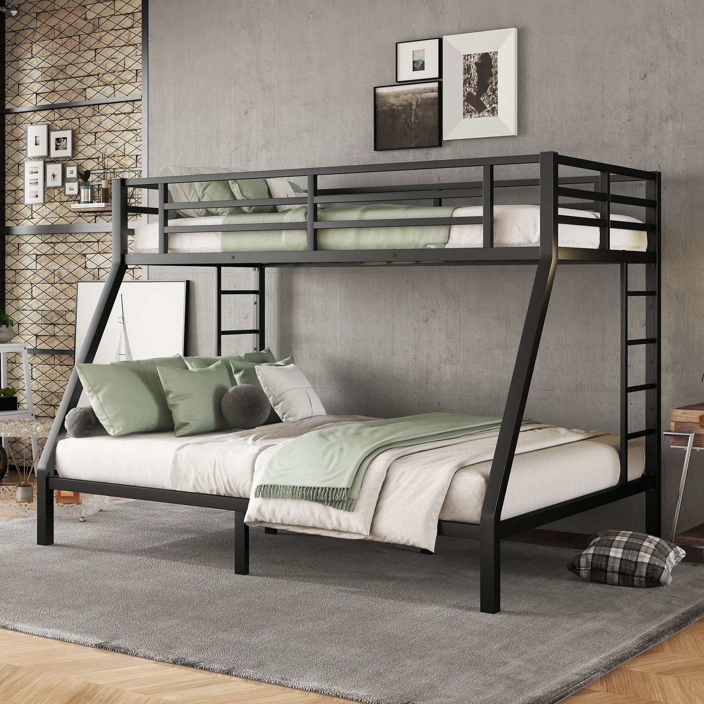 Bunk Bed for Teens and Adults | Twin Over Queen Bunk Bed Metal