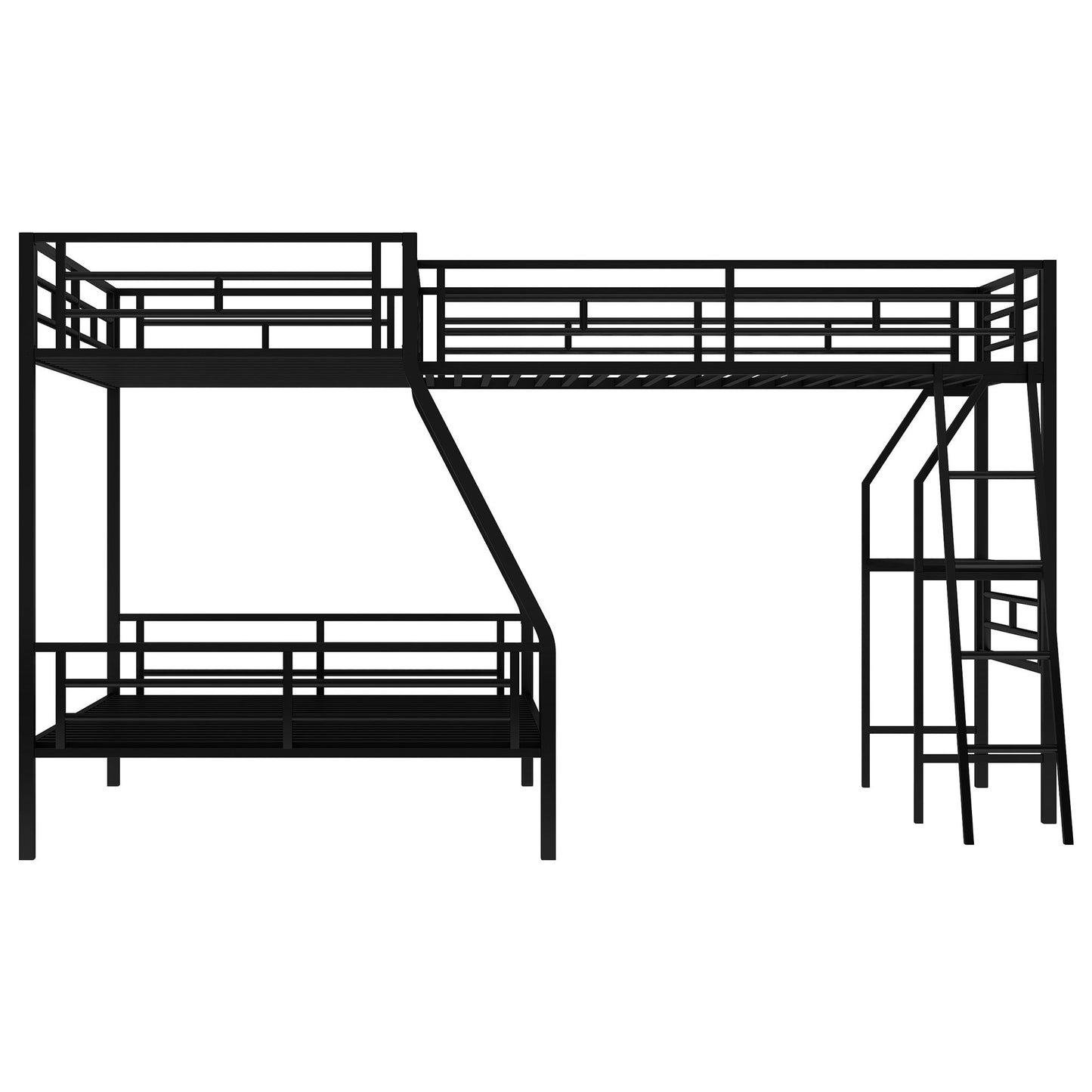 Twin over Full Bunk Bed with Attached Twin Loft Bed and Desk | Twin Bunk Beds for Kids