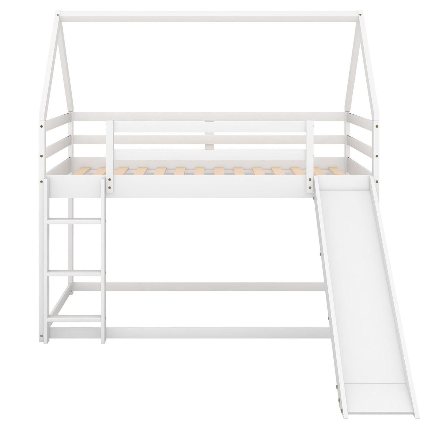 Twin Over Twin Low Bunk Bed with Ladder | Twin Bunk Beds for Kids