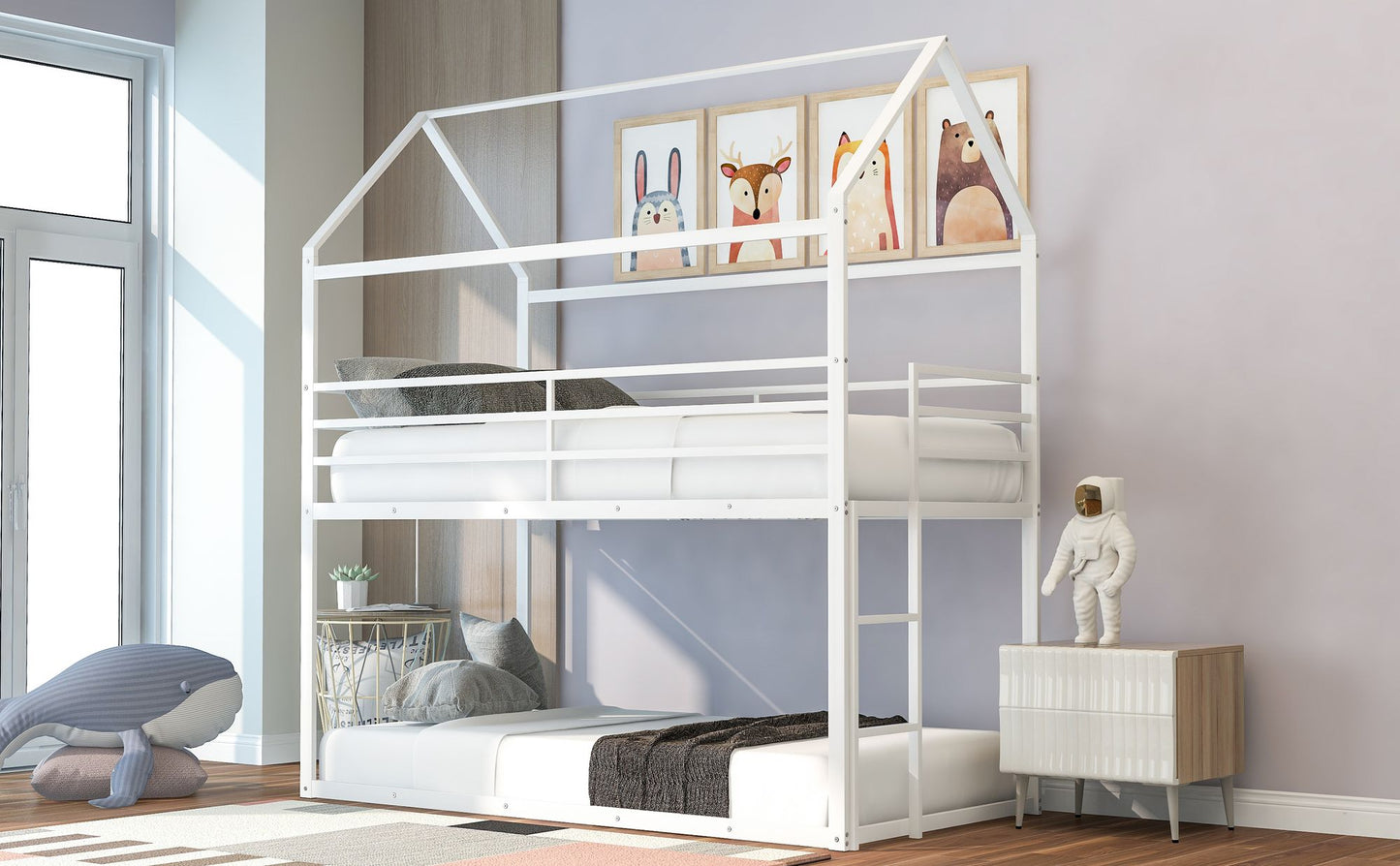 Twin Over Twin House Bunk Bed | Twin Bunk Beds for Kids