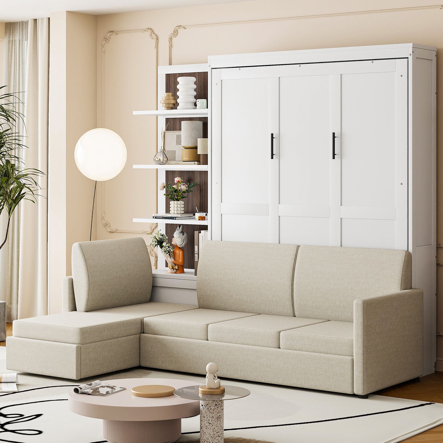 Queen Size Murphy Bed | with Sofa and Shelves