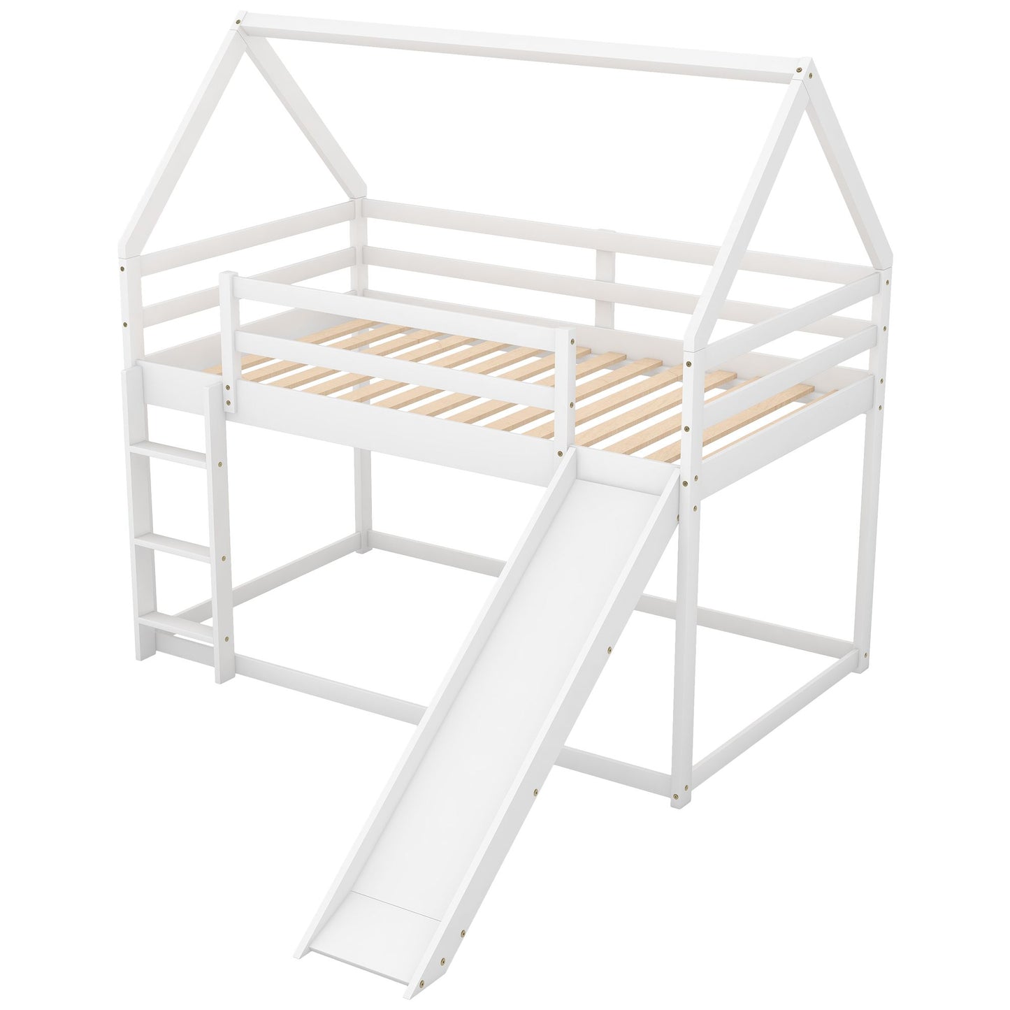 Twin Over Twin Low Bunk Bed with Ladder | Twin Bunk Beds for Kids